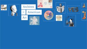 Archives of American Art logo with various art images on a blue background