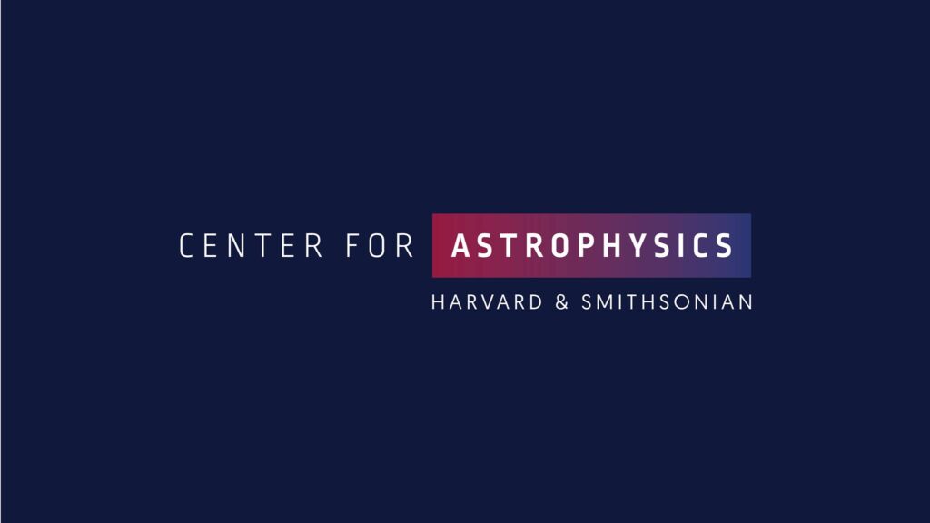 Center for Astrophysics logo, Harvard and Smithsonian, dark blue background
