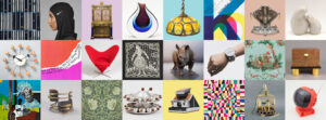 Collage of 25 diverse items including modern art, vintage pieces, abstract designs, and sculptures.