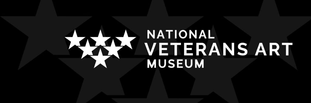 National Veterans Art Museum logo with six white stars on black background and text to the right.